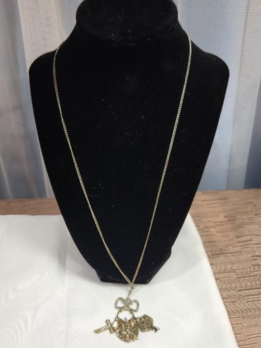 Multi-charm Gold-toned Vintage Style Necklace - Picture 1 of 4